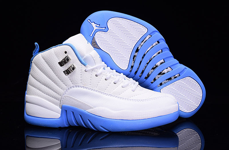 2016 Women Air Jordan 12 White Baby Blue Shoes